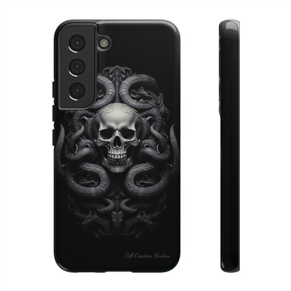 Introducing the "Monochrome Skull and Snakes" Cell Phone Case – A Bold Statement in Black and White -Tough Cases