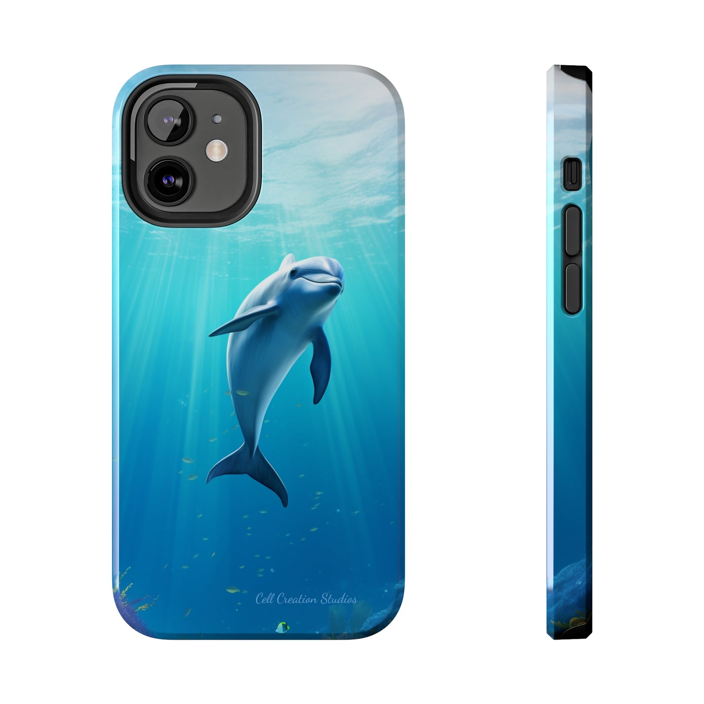 Introducing the "Dolphin Serenity" Cell Phone Case – Dive into Tranquility with a Graceful Dolphin -Tough Phone Cases