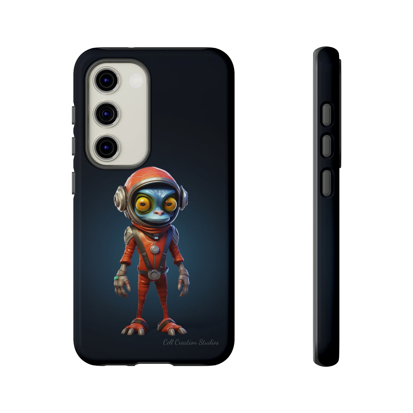 The "AstroGuard" Animated Blue Alien Astronaut Phone Case -Tough Cases