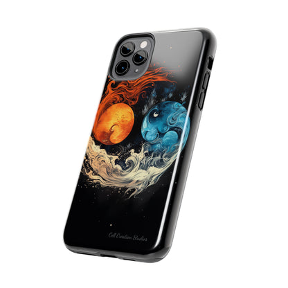 "Harmony in Contrast: Orange and Blue Yin and Yang Phone Case" -Tough Phone Cases