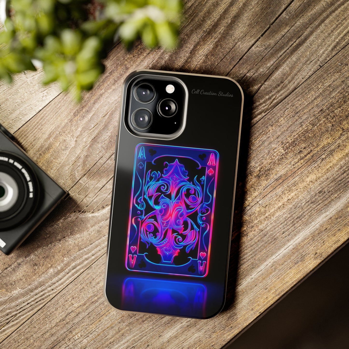 Introducing the "Neon Ace of Hearts" Cell Phone Case – Elevate Your Style with a Dazzling Card -Tough Phone Cases