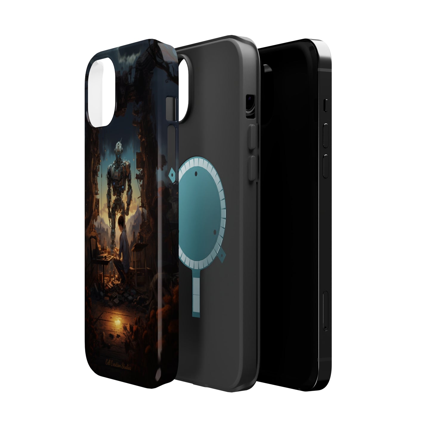 Introducing the "Mechanical Bond" Cell Phone Case – Witness a Captivating Moment of Giant Robot and Boy -MagSafe Tough Cases