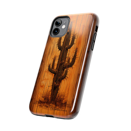 "Cactus Burnt Wood" Phone Case -Tough Phone Cases