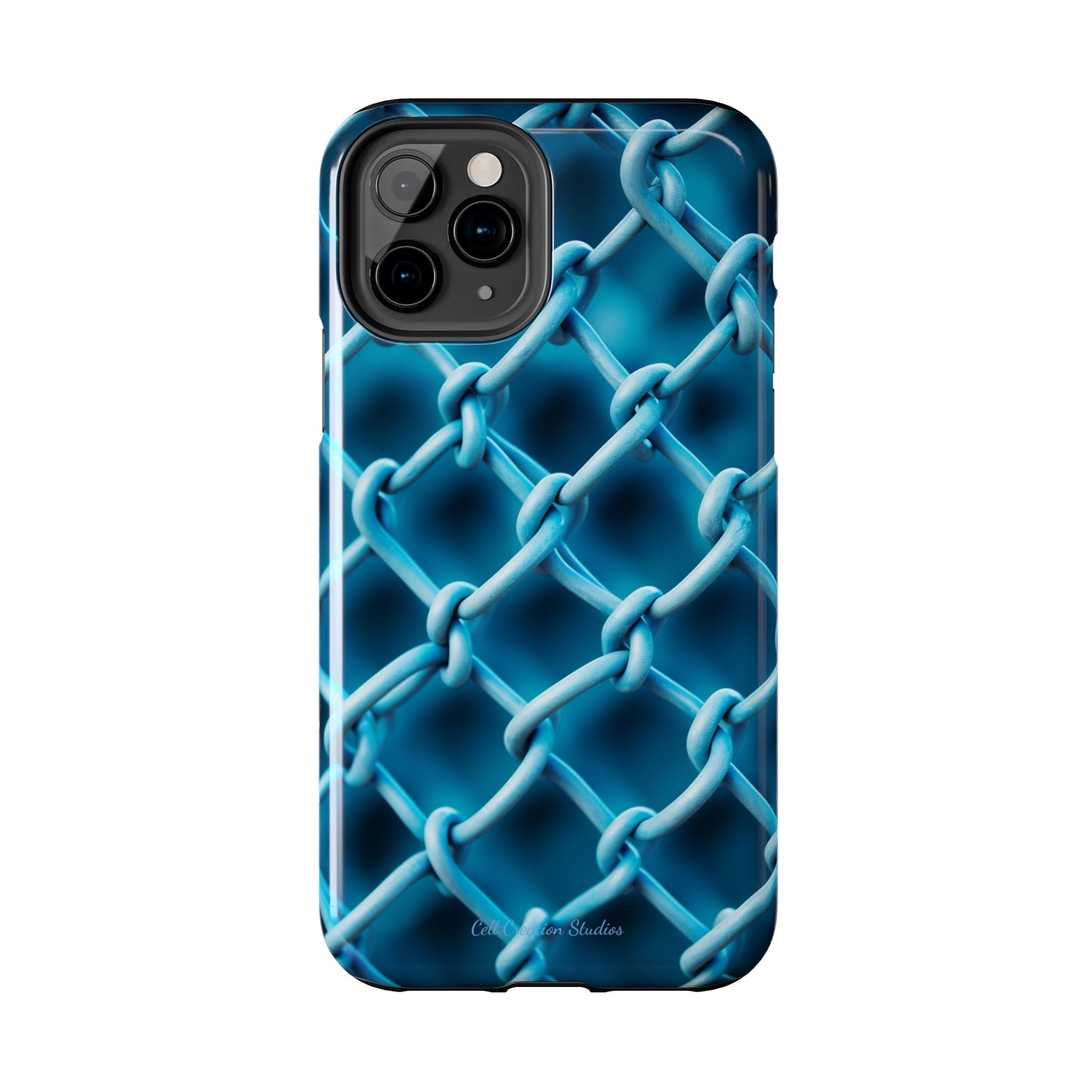 Introducing the "Elegant Chainlink" Cell Phone Case – Embrace Contemporary Style with Blue Chain Link Design -Tough Phone Cases