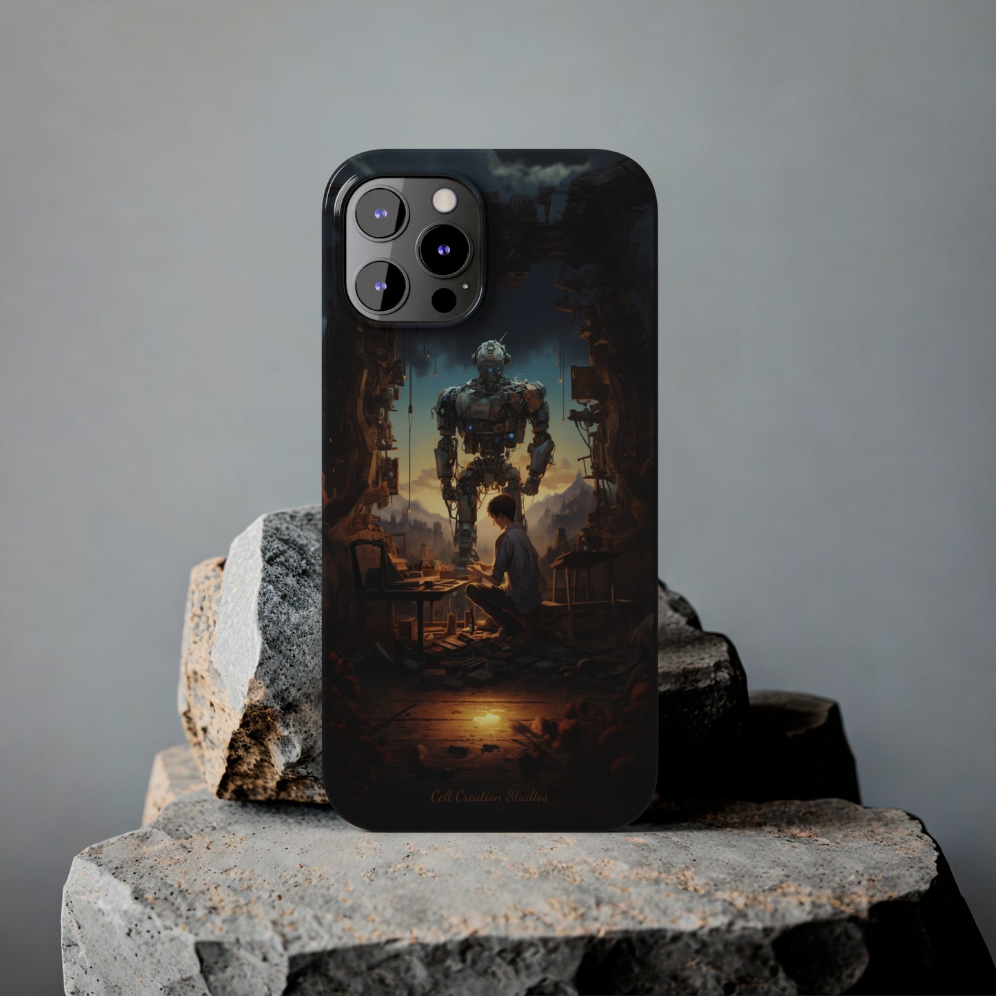 Introducing the "Mechanical Bond" Cell Phone Case – Witness a Captivating Moment of Giant Robot and Boy -Slim Phone Cases