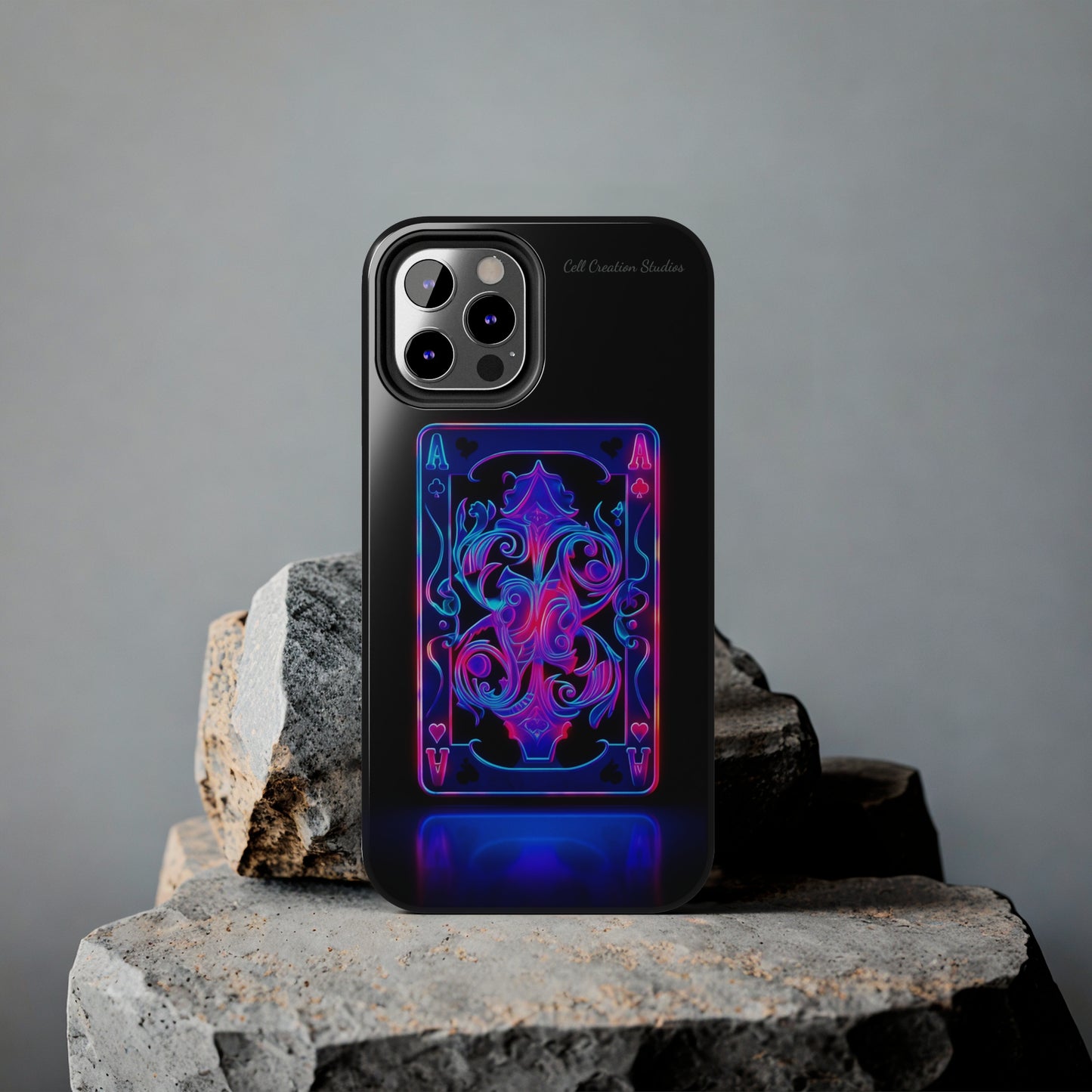 Introducing the "Neon Ace of Hearts" Cell Phone Case – Elevate Your Style with a Dazzling Card -Tough Phone Cases