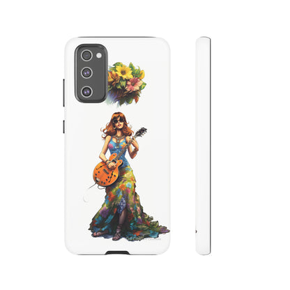 Introducing the "Hippie Chick Groove" Cell Phone Case – Retro Vibes and Musical Delight -Tough Cases