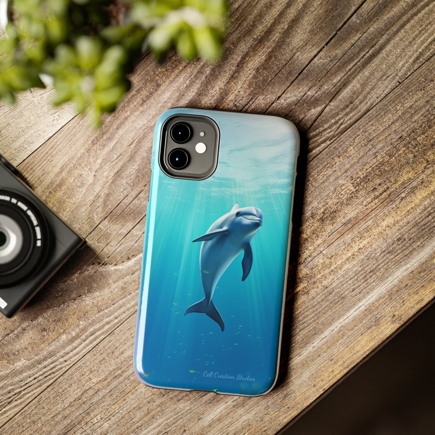 Introducing the "Dolphin Serenity" Cell Phone Case – Dive into Tranquility with a Graceful Dolphin -Tough Phone Cases