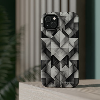 The "Black and White Geometric Pattern" Cell Phone Case- Elevate Your Phone's Style -MagSafe Tough Cases