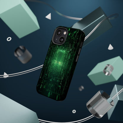 Introducing our "Digital Code Stream" Cell Phone Case – where style meets technology for your device's protection -MagSafe Tough Cases