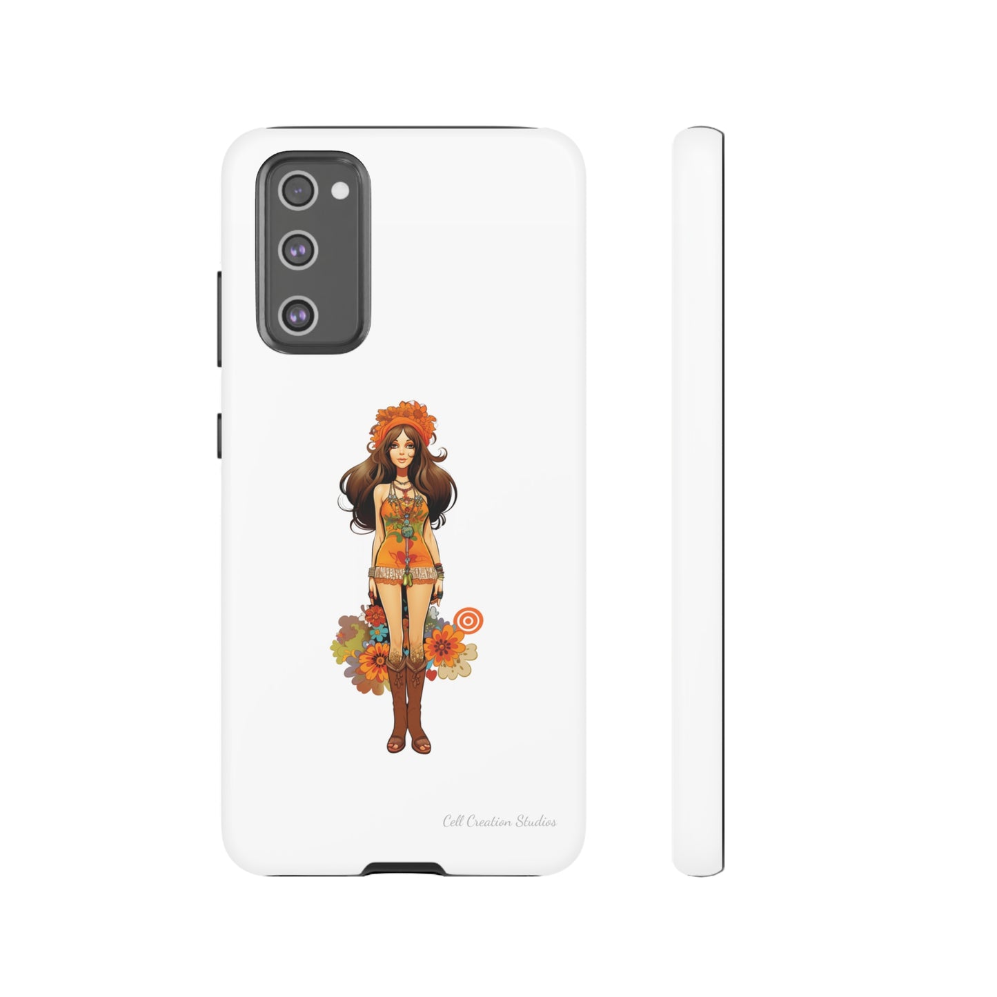 Introducing the "Groovy Hippie Chick" Cell Phone Case – Peace, Love, and Retro Style -Tough Cases