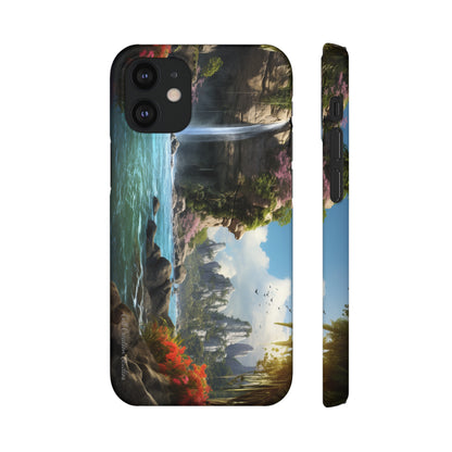 Introducing the "Nature's Cascade" Cell Phone Case – Capture Majestic Beauty with Rock Cliffs and Waterfall! -Snap Cases