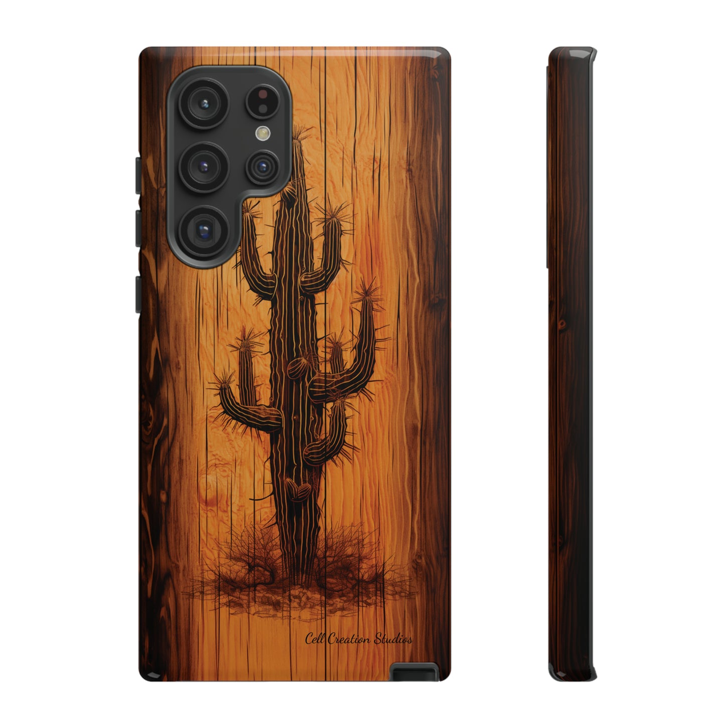 "Cactus Burnt Wood Phone Case" -Tough Cases