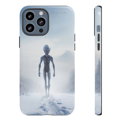 Introducing the "Frosty Extraterrestrial" Cell Phone Case – Embrace Alien Intrigue Amidst the Snowscape -Tough Cases