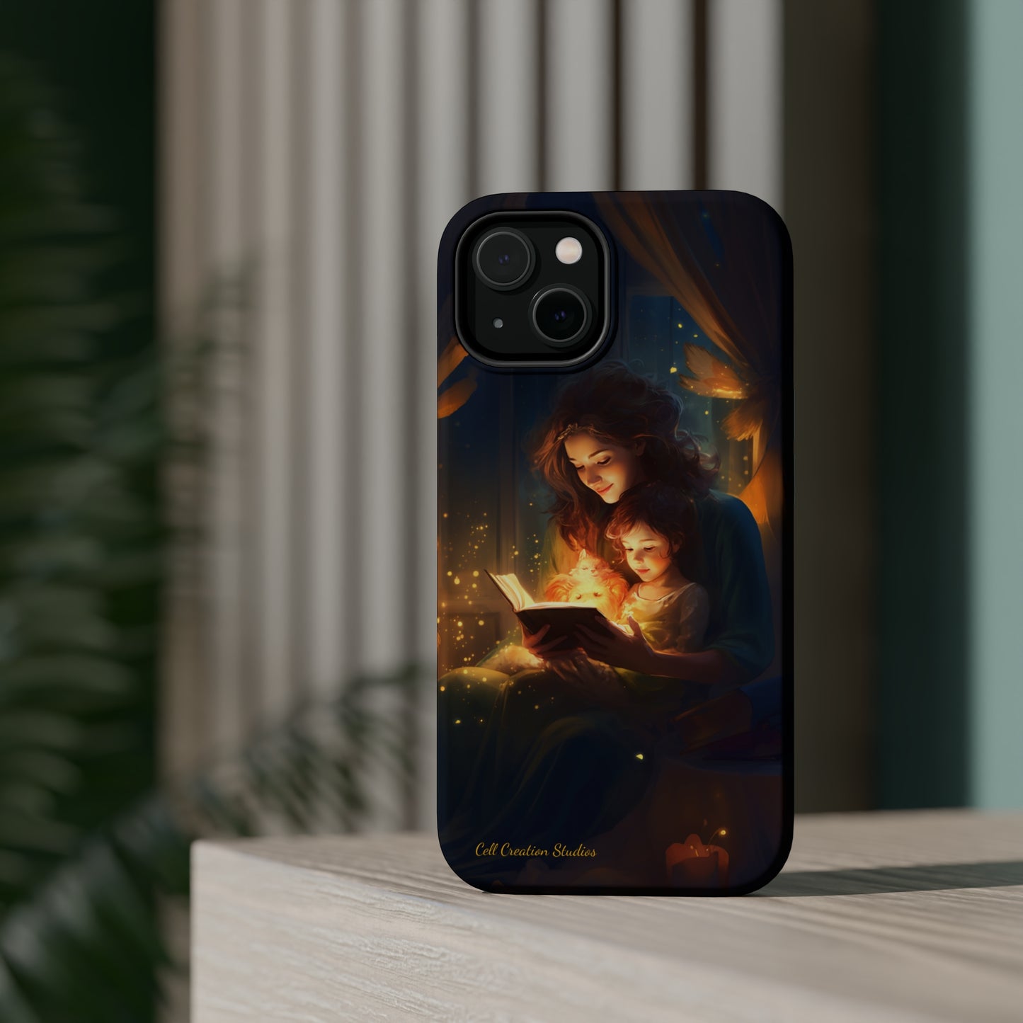 Introducing the "Bedtime Story Bliss" Cell Phone Case – Cherish Heartwarming Moments with Every Glance -MagSafe Tough Cases