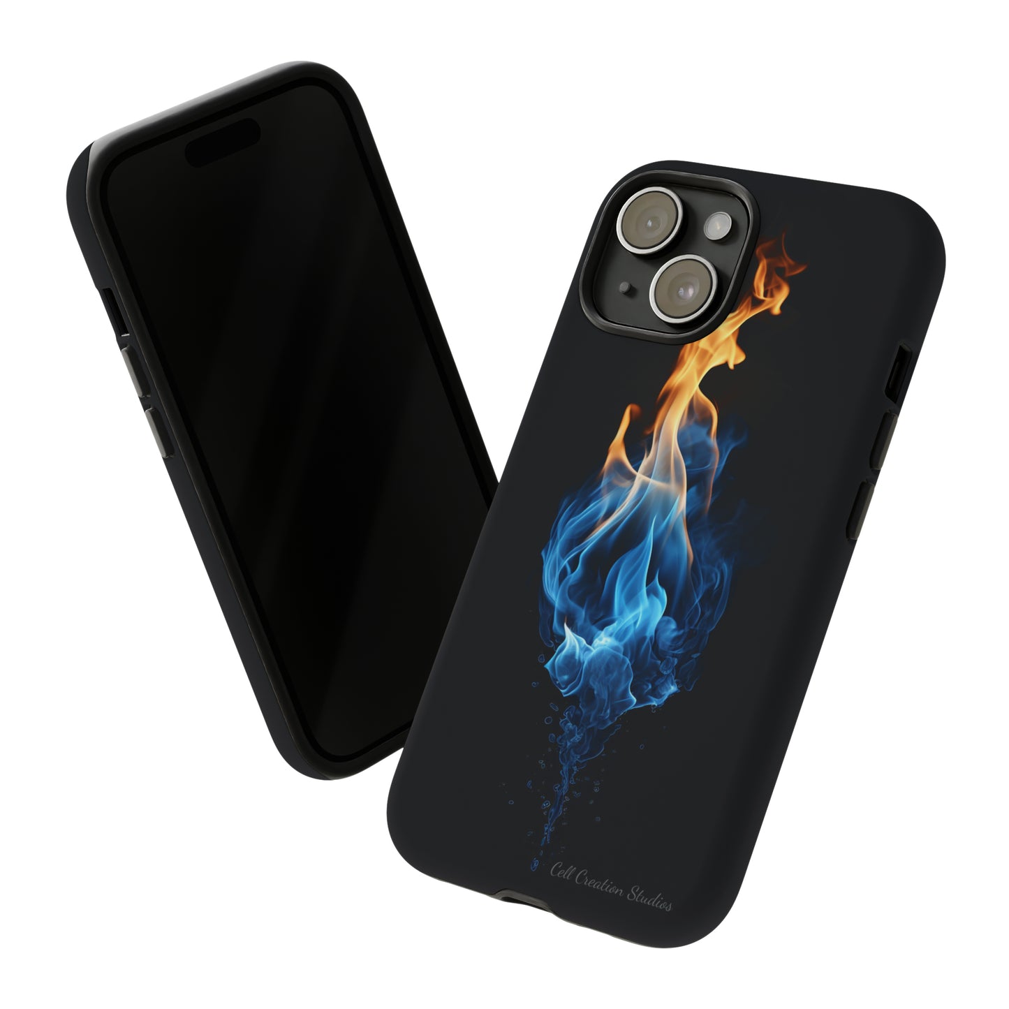 "Elegant Blue and Orange Flame" Phone Case: Ignite Your Style -Tough Cases