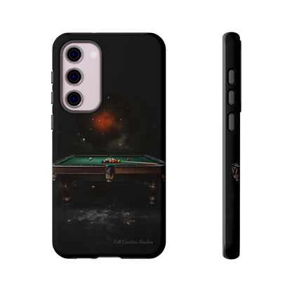 "Rack 'Em Up in Style: Pool Table-Themed Phone Case with Space Background"-Tough Cases