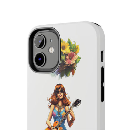 Introducing the "Hippie Chick Groove" Cell Phone Case – Retro Vibes and Musical Delight -Tough Phone Cases