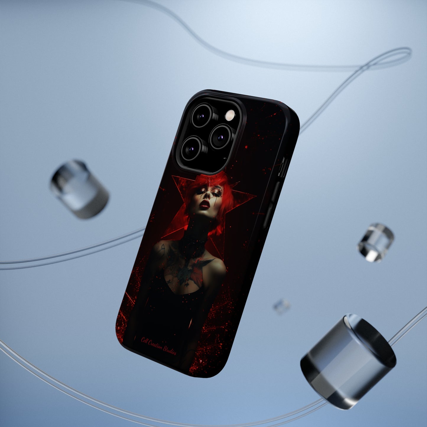 Introducing the "Inked Flame" Cell Phone Case – Embrace Fiery Elegance with a Tattooed Red-Headed Beauty -MagSafe Tough Cases