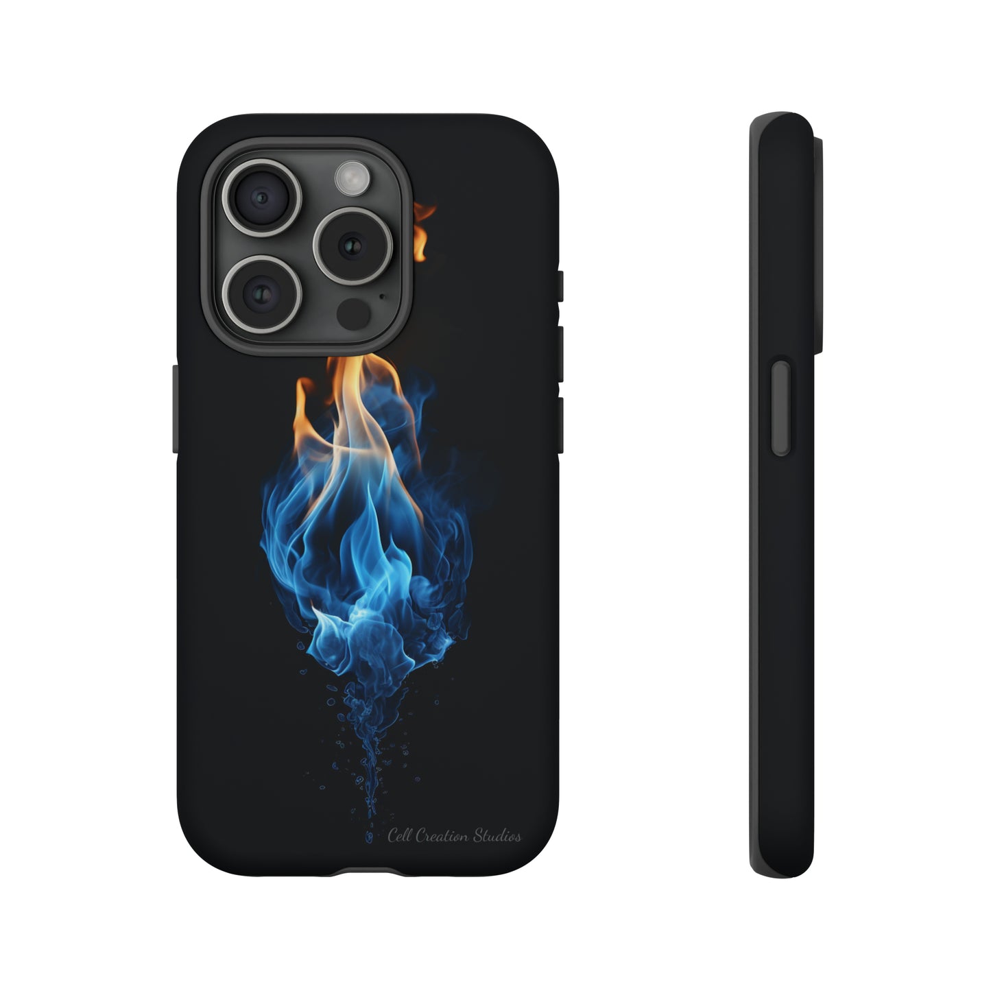 "Elegant Blue and Orange Flame" Phone Case: Ignite Your Style -Tough Cases