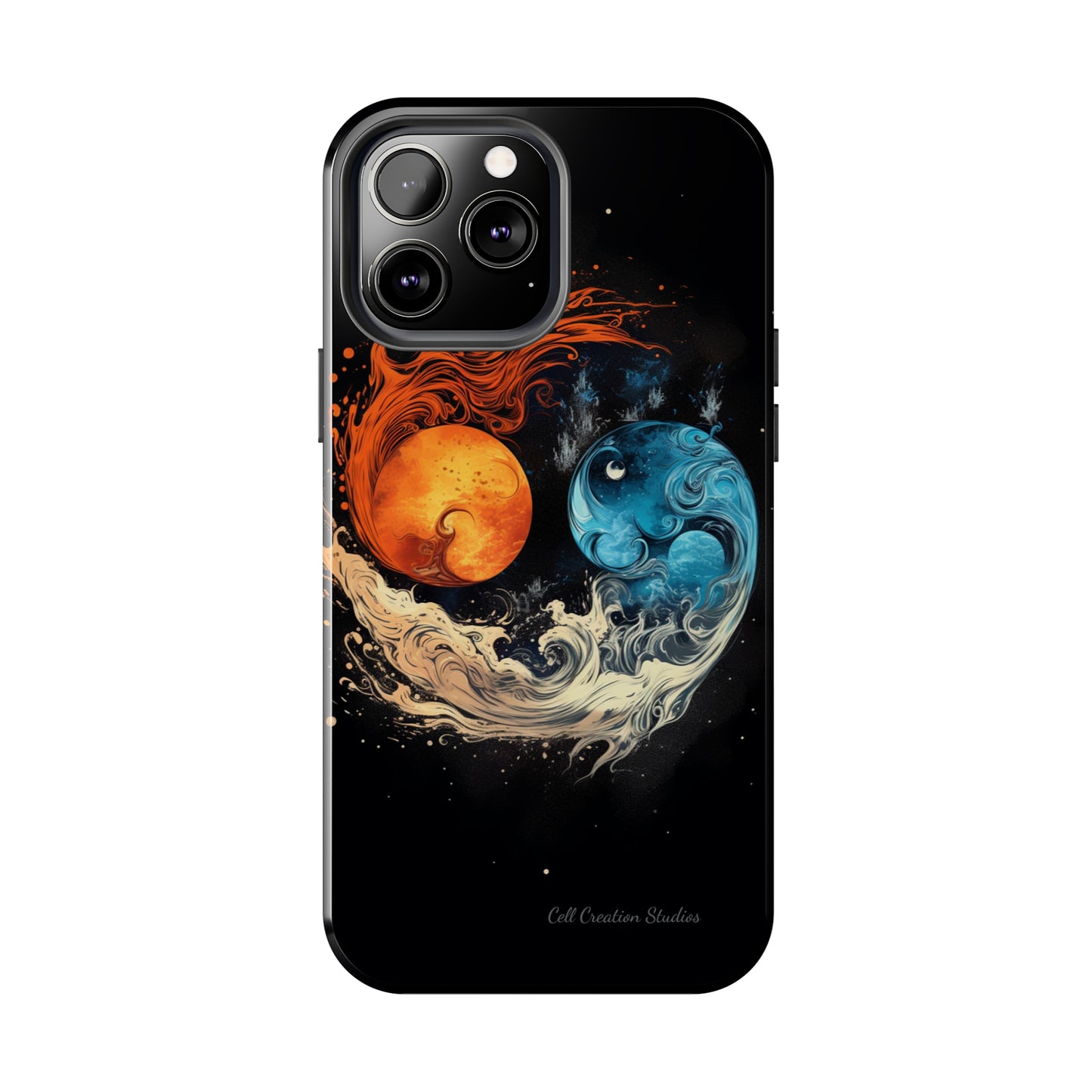 "Harmony in Contrast: Orange and Blue Yin and Yang Phone Case" -Tough Phone Cases