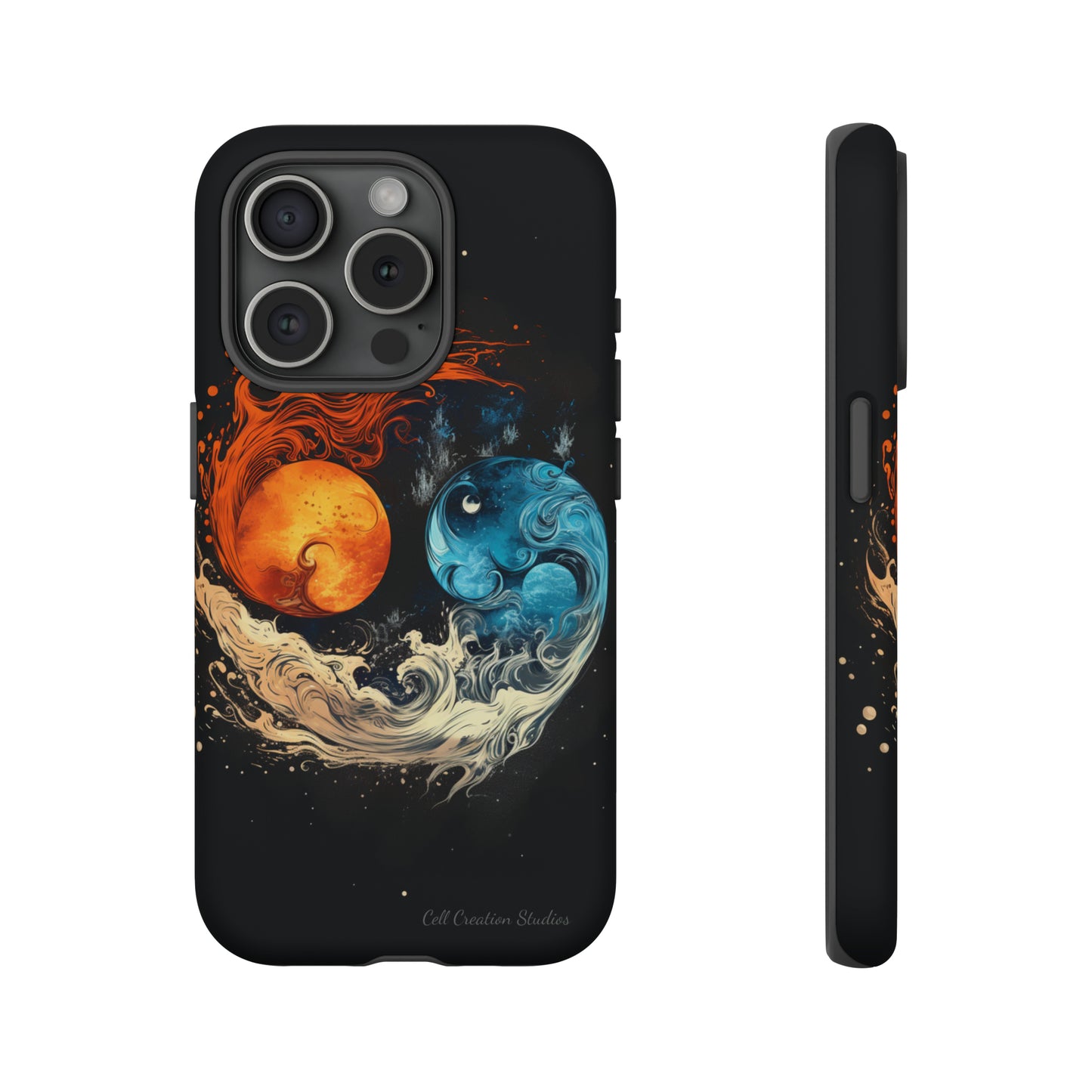 "Harmony in Contrast: Orange and Blue Yin and Yang" Phone Case -Tough Cases