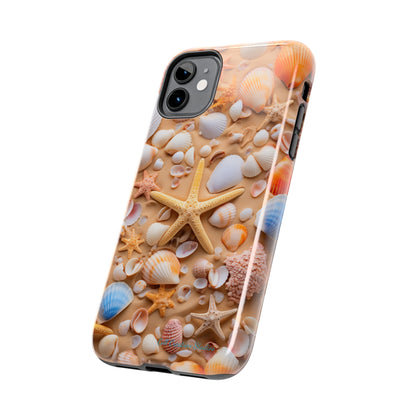 "Seaside Serenity Phone Case: Starfish and Seashells" -Tough Phone Cases