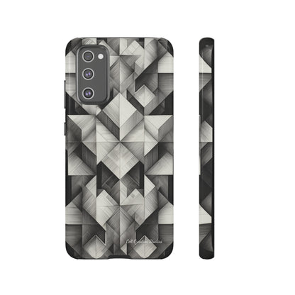 The "Black and White Geometric Pattern" Cell Phone Case- Elevate Your Phone's Style -Tough Cases