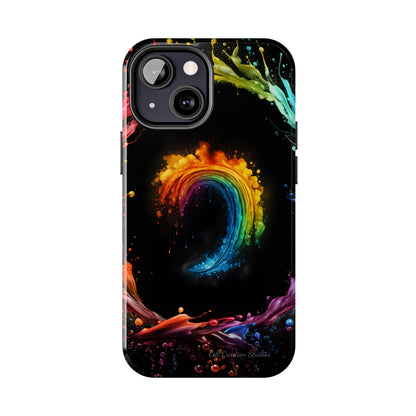 "Vibrant Swirls Painted on Black" Cell Phone Case -Tough Phone Cases