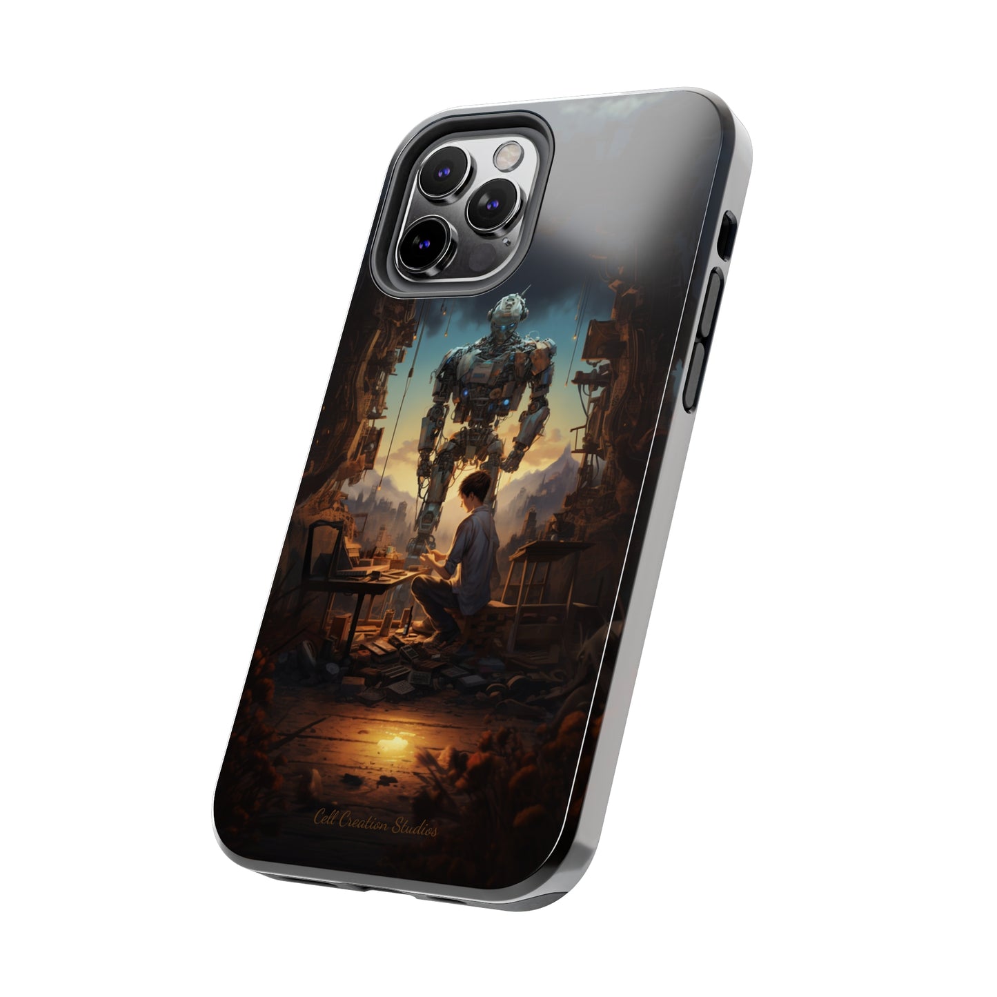 Introducing the "Mechanical Bond" Cell Phone Case – Witness a Captivating Moment of Giant Robot and Boy -Tough Phone Cases