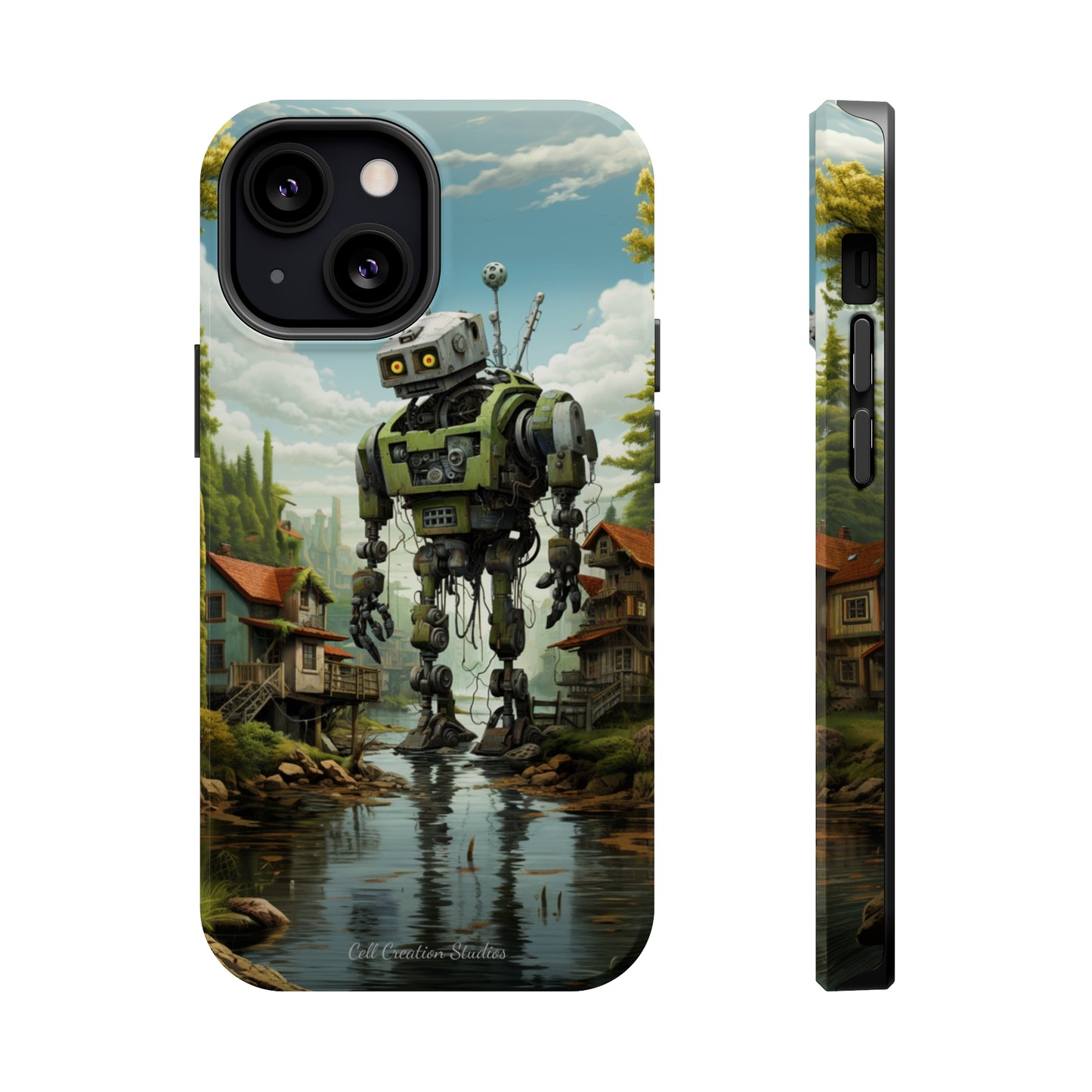 Introducing the "Robo-Rescue" Cell Phone Case – Witness a Heartwarming Scene of Robot Seeking Assistance -MagSafe Tough Cases