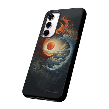 "Dual Elements Clash: Fire and Water Abstract" Phone Case -Tough Cases