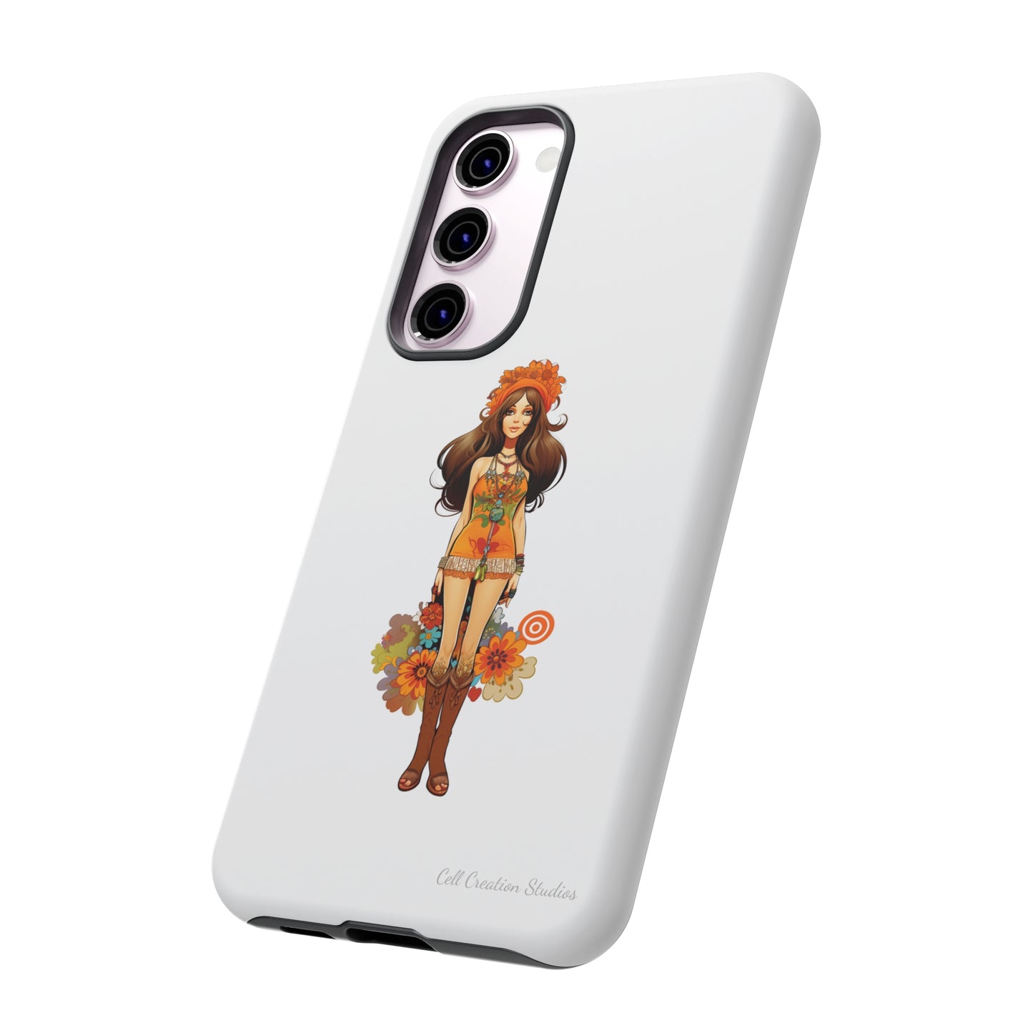 Introducing the "Groovy Hippie Chick" Cell Phone Case – Peace, Love, and Retro Style -Tough Cases