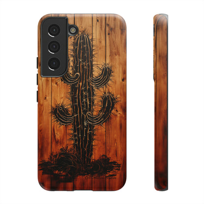 "Desert Vibes Cactus Burnt Wood Design" Phone Case -Tough Cases