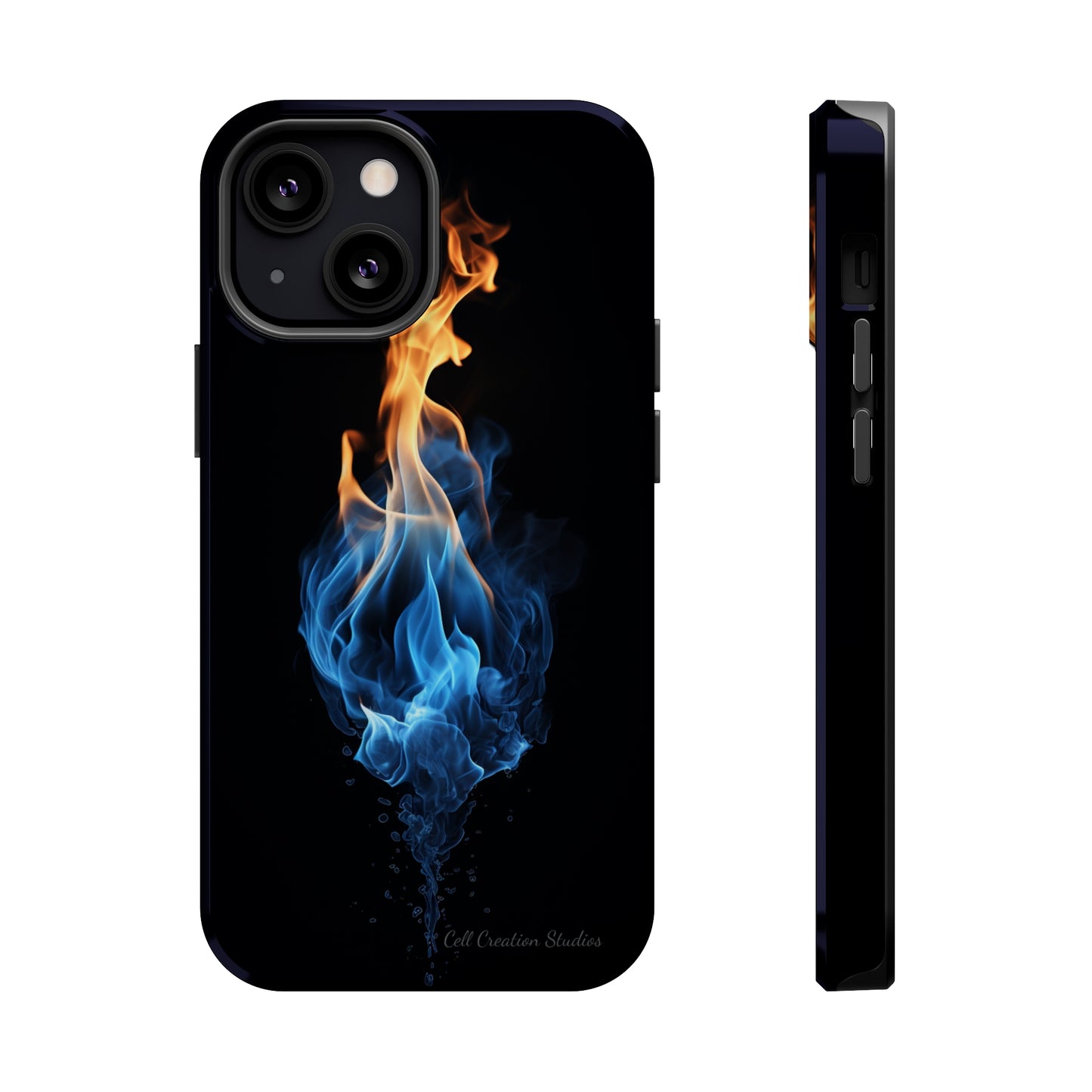 "Elegant Blue and Orange Flame" Phone Case: Ignite Your Style -MagSafe Tough Cases