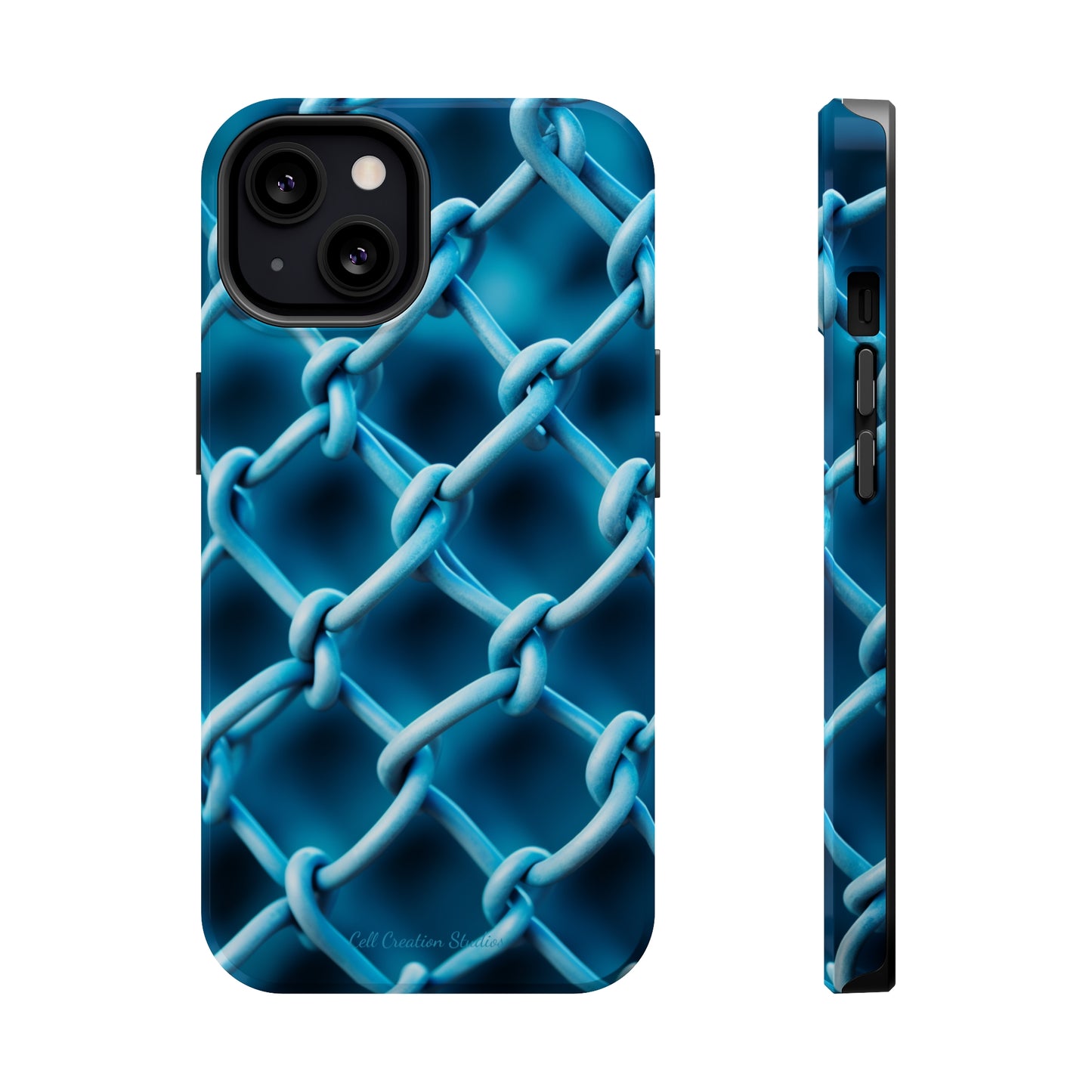 Introducing the "Elegant Chainlink" Cell Phone Case – Embrace Contemporary Style with Blue Chain Link Design -MagSafe Tough Cases