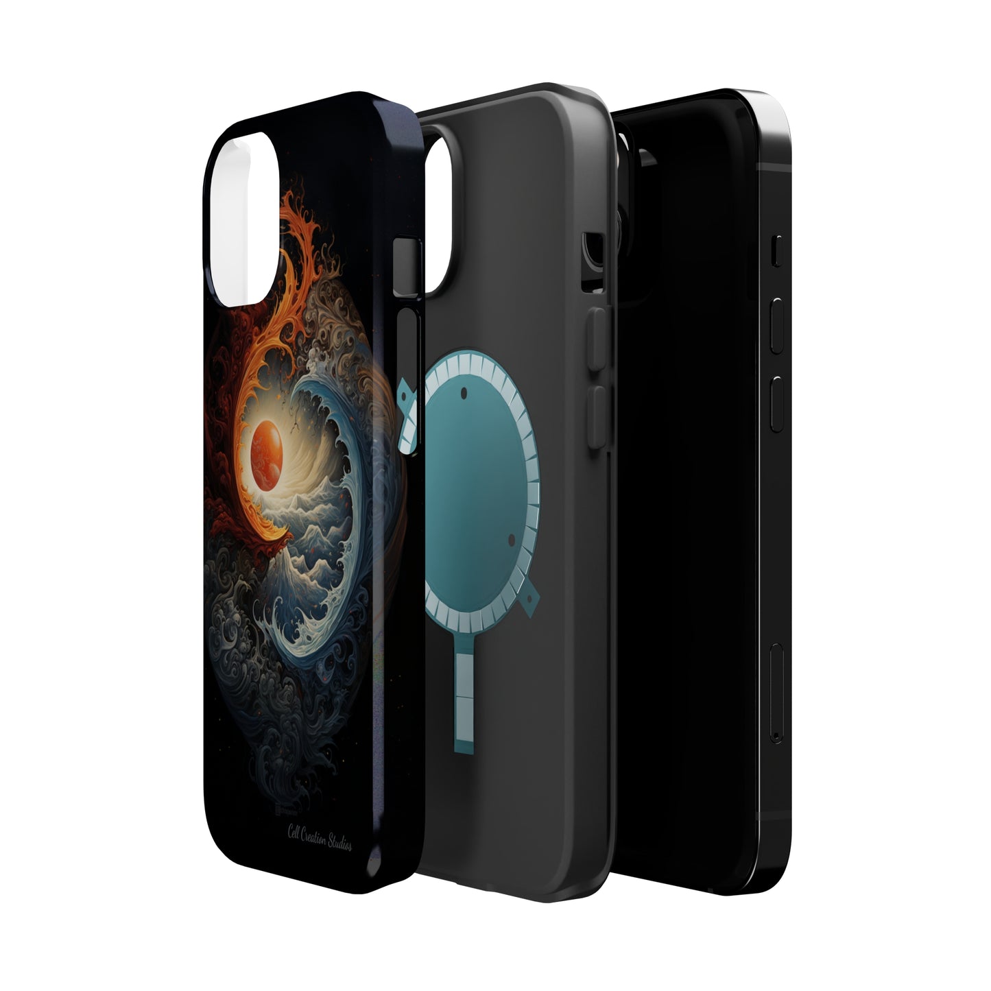 "Dual Elements Clash: Fire and Water Abstract" Phone Case -MagSafe Tough Cases