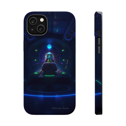 The "Galactic Buddy" Blue Alien Spaceship Phone Case -MagSafe Tough Cases