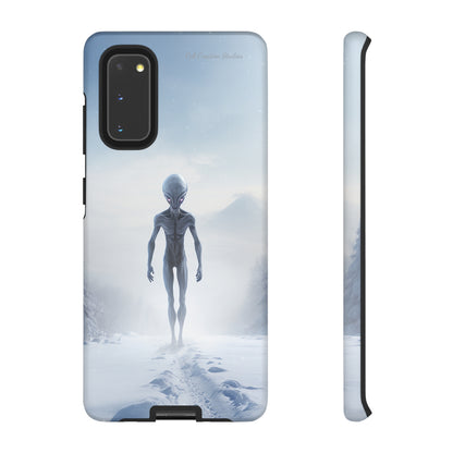 Introducing the "Frosty Extraterrestrial" Cell Phone Case – Embrace Alien Intrigue Amidst the Snowscape -Tough Cases