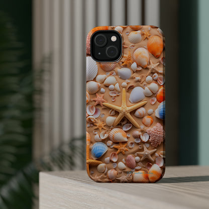 "Seaside Serenity Phone Case: Starfish and Seashells" -MagSafe Tough Cases