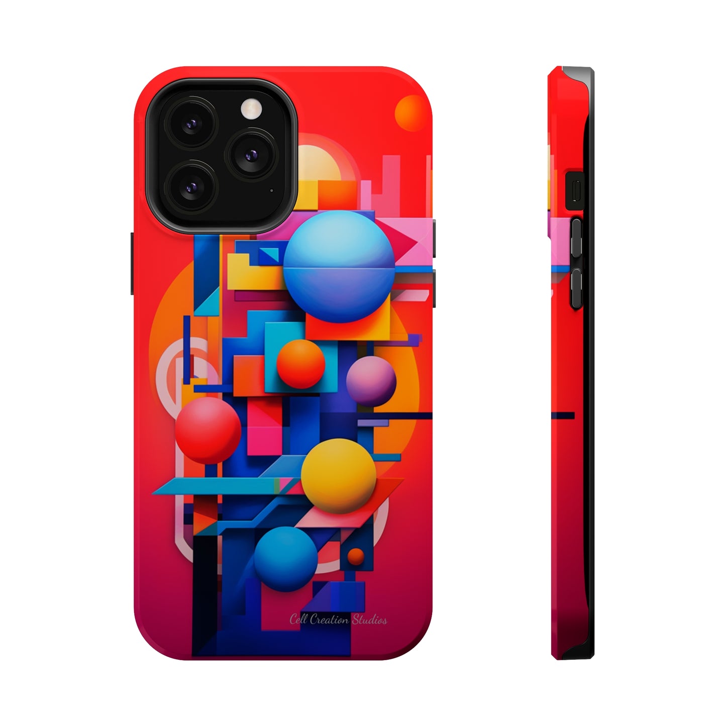 The "Geometric Red Background" Cell Phone Case- Upgrade Your Phone's Aesthetics -MagSafe Tough Cases