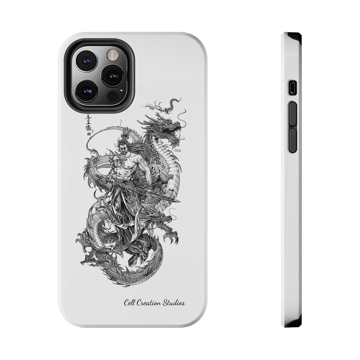 "Samurai and Dragon Sketch" -Tough iPhone Cases