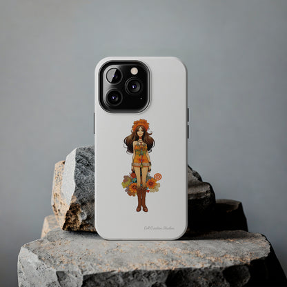 Introducing the "Groovy Hippie Chick" Cell Phone Case – Peace, Love, and Retro Style -Tough Phone Cases