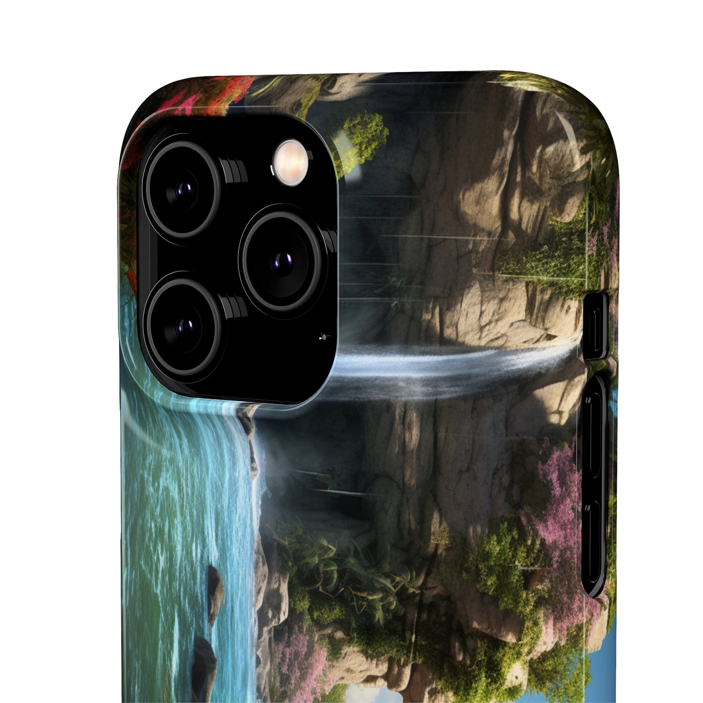 Introducing the "Nature's Cascade" Cell Phone Case – Capture Majestic Beauty with Rock Cliffs and Waterfall! -Snap Cases