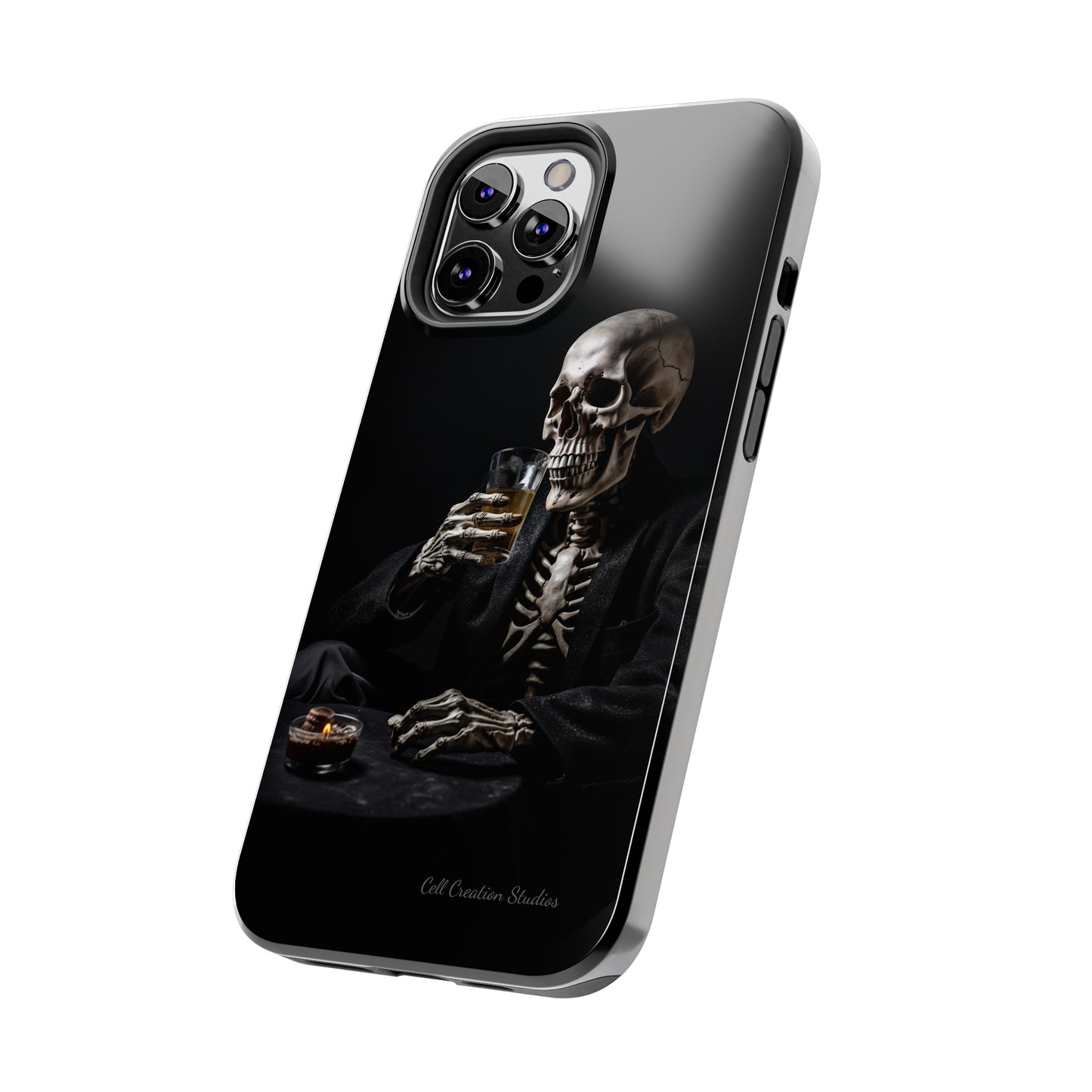 "Embrace the Dark Side with Our Skeleton Drinking Phone Case" -Tough Phone Cases