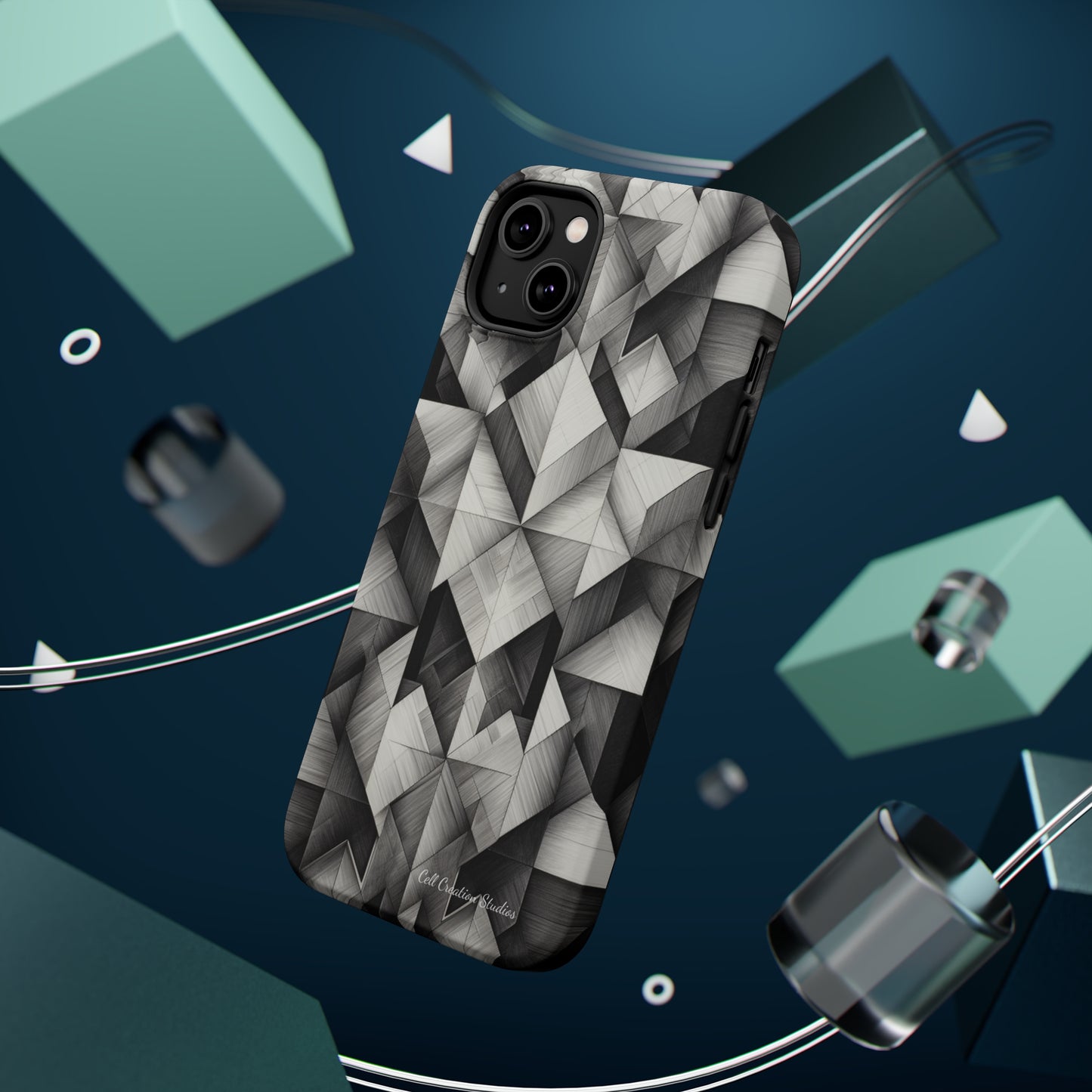 The "Black and White Geometric Pattern" Cell Phone Case- Elevate Your Phone's Style -MagSafe Tough Cases