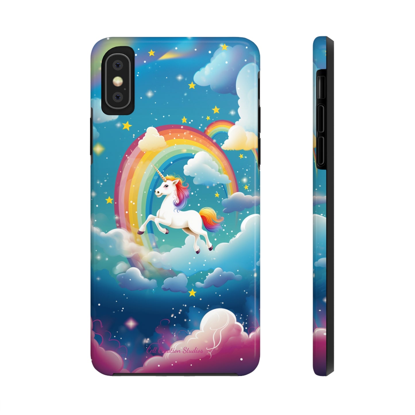 Introducing the "Rainbow Soar" Cell Phone Case – Embark on a Whimsical Journey with a Flying Unicorn -Tough Phone Cases