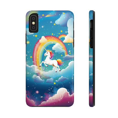 Introducing the "Rainbow Soar" Cell Phone Case – Embark on a Whimsical Journey with a Flying Unicorn -Tough Phone Cases