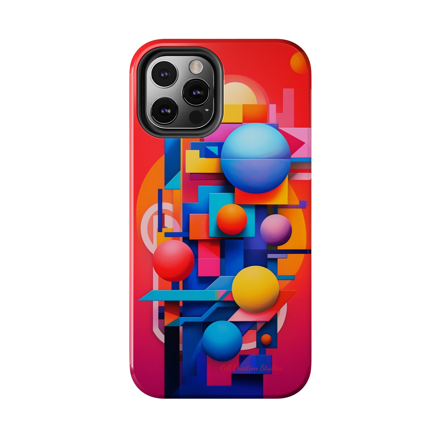 The "Geometric Red Background" Cell Phone Case- Upgrade Your Phone's Aesthetics -Tough Phone Cases