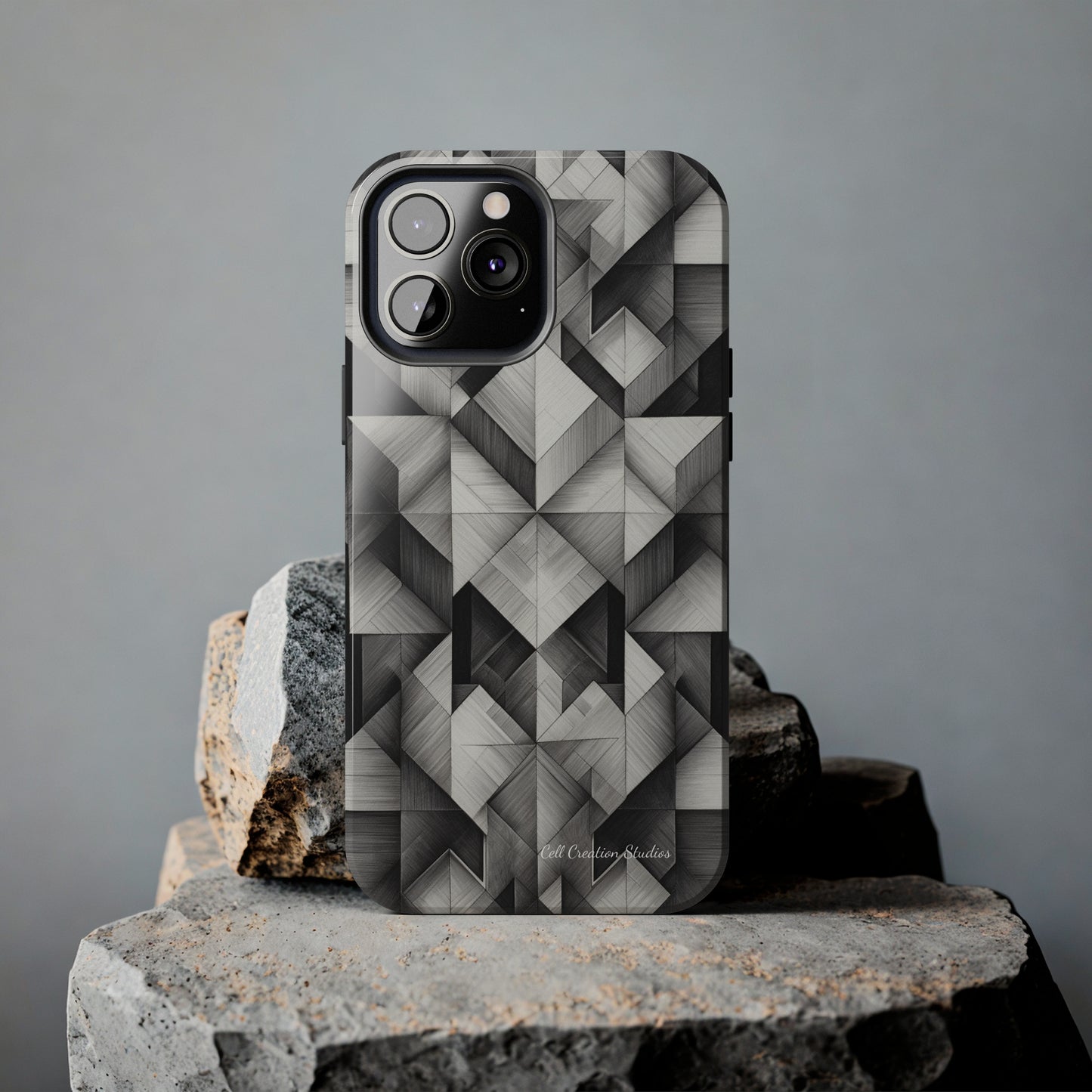 The "Black and White Geometric Pattern" Cell Phone Case- Elevate Your Phone's Style-Tough Phone Cases